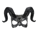 Black horned Halloween mask for gothic costumes