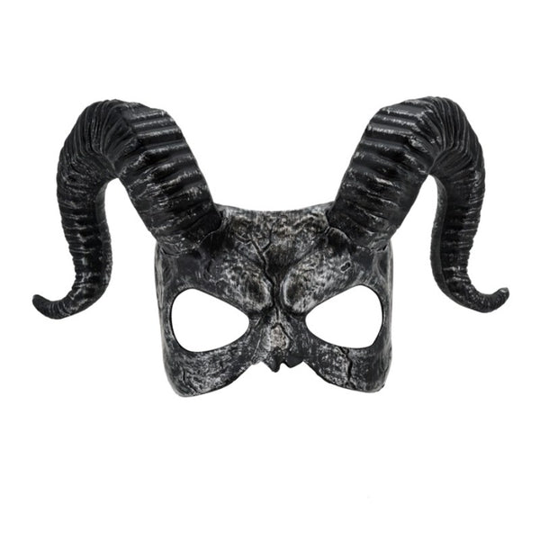 Black horned Halloween mask for gothic costumes