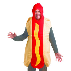 Adult hot dog costume foam tunic with bun and sausage design