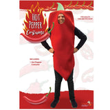 Hot pepper adult costume, foam tunic with attached hood plus stalk on top.