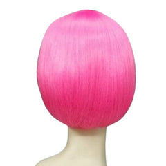 Hot pink short bob wig, chin length.