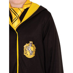 hufflepuff robe child with hood yellow trim.