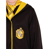 Close up of hufflepuff robe for child with logo.