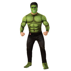 Adult Hulk Deluxe Marvel Avengers Costume with Muscle Jumpsuit and Mask