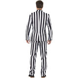 Black white striped costume suit