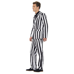 Black and white humbug striped suit