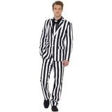 Black and white humbug striped suit