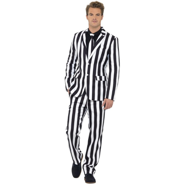 Black and white humbug striped suit