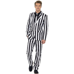 Black and white humbug striped suit