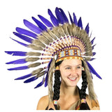 Indian Small Headdress - Purple, traditional Indian headpiece with beads, quality, adult size,.