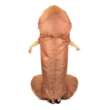 Inflatable black willy adult costume has the fan inserted in the back waist.