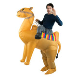 Inflatable Camel Adult Costume sits at waist and looks like your are riding a camel.