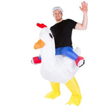 Inflatable chicken adult costume, ride on costume.