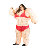 inflatable musclewoman adult costume is unisex.