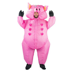 Inflatable pig adult cosutme is unisex in a bright pink shade.