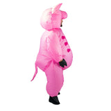 Inflatable pig adult costume in pink with teats on tummy.