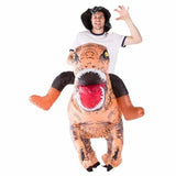 Adult inflatable T-Rex riding costume with fan