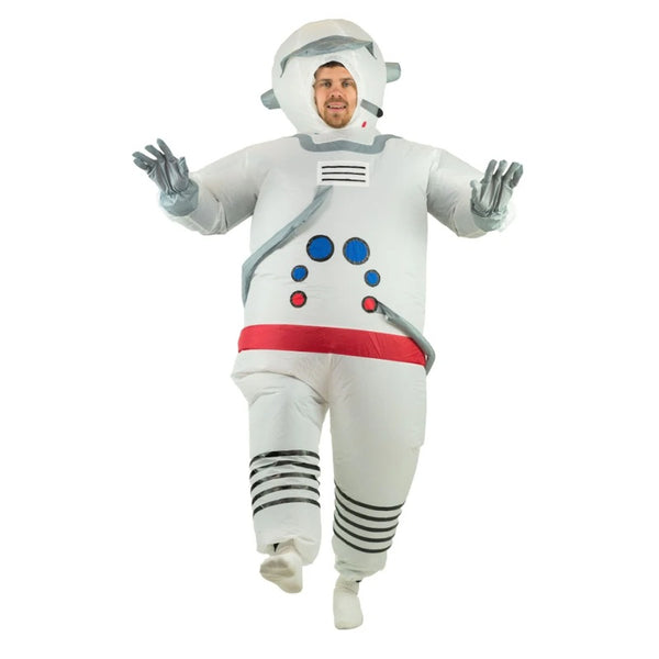 Inflatable Spaceman Costume-Adult, white suit with attached hood, zips up at the back.