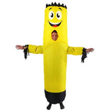 Adults Inflatable Tubeman Costume, stand tall with face opening and sleeves with fringing, covers head to toe.