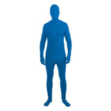 Invisible man blue costume from Dr Toms, jumpsuit with attached gloves, feet and seperate hood.