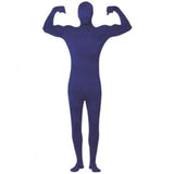 Invisible man costume in blue for adults with attached hood, gloves and feet.