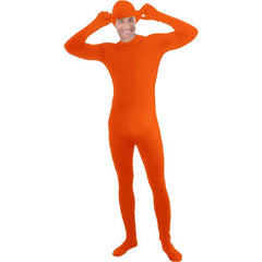 Invisible Man orange adult costume full body stretch suit with hood