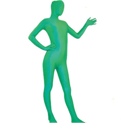 Front view of Invisible Man Green Full Body Costume with hood, gloves, and feet – adult unisex, available in multiple colors.