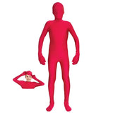 Red body suit with separate hood for a teen