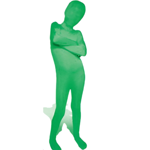 Invisible teen body suit in green with attached feet, gloves and mask.