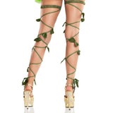 Green ivy garter leg wraps by Leg Avenue – back view