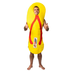 Adult jandal sandal novelty costume with oversized yellow thong design