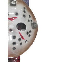 Jason Voorhees Adult Mask and Machete Set with blood-spattered blade – Friday the 13th horror accessory kit