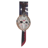 Jason Voorhees Adult Mask and Machete Set with blood-spattered blade – Friday the 13th horror accessory kit