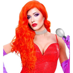 Jessica wig long red wavy with side part for mermaid and cosplay costumes