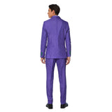 Back view of Joker purple pinstripe suit costume for men