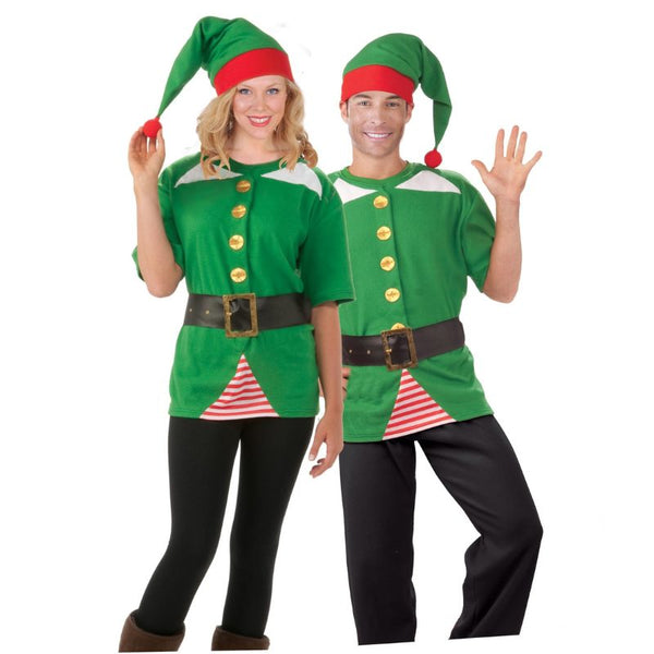 Adult Jolly Elf Shirt Costume with Hat and Belt – Dr Toms