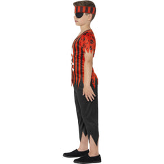 Jolly Roger Pirate Costume for boys with pirate top, brown pants and headband for Book Week and pirate parties