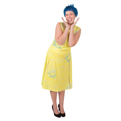 Adult Joy costume from Disney Pixar Inside Out worn by model