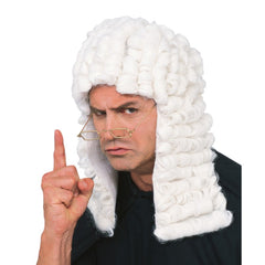 Judge White Wig with rolls of curls.
