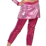 Judy Jetson adult costume, short pink skirt and brighter 3/4 pink leggings.