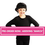 Child wearing K-Pop Demon Hunters Zoey black wig with plaited buns preorder banner