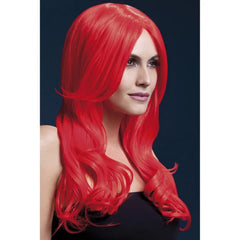 Red long wavy costume wig Khloe style
