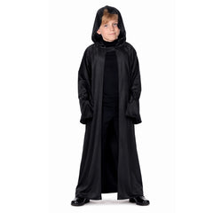 Kids black hooded robe costume for Book Week, Halloween, wizard, witch, vampire and medieval costumes.