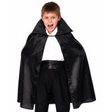 close up of kids black vampire cape with wide collar