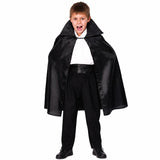 Kids black vampire cape with raised collar for Halloween costume