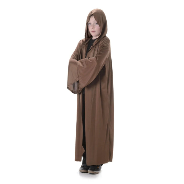 Kids brown hooded robe – wizard or Jedi-style costume for children