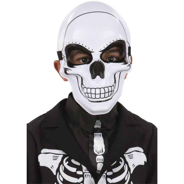 Kids Skeleton Mask made from lightweight plastic with elastic strap – Halloween and costume party accessory
