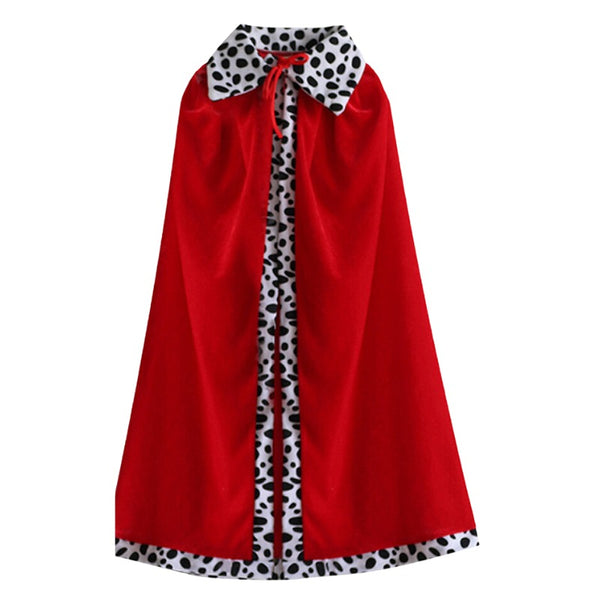 King Adult Cloak, red with black and white trim measures 130cm.