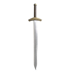 87cm King Arthur style sword with gold and red handle and silver blade, ideal for medieval costumes