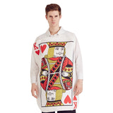Close-up of King of Hearts card costume showing playing card design